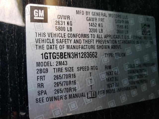 2017 GMC CANYON 1GTG5BEN3H1283662
