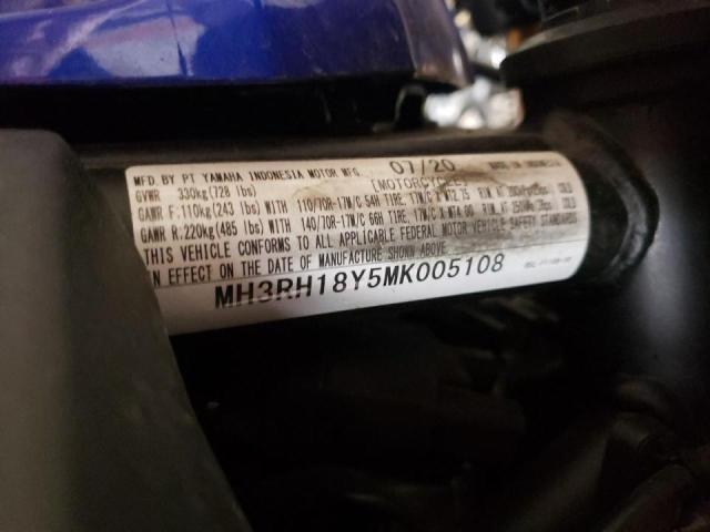 2021 YAMAHA YZFR3 A MH3RH18Y5MK005108