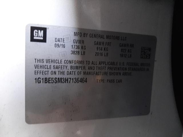 1G1BE5SM3H7136464 Chevrolet Cruze Lt 2017. Фото: 9