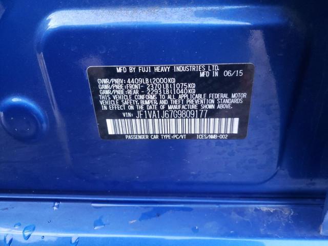 2016 SUBARU WRX LIMITE JF1VA1J67G9809177