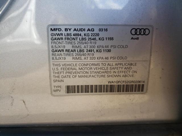 2016 AUDI Q3 PRESTIG WA1GFCFS2GR020614