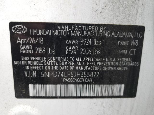 5NPD74LF5JH355822 Hyundai Elantra Se 2018. Фото: 9