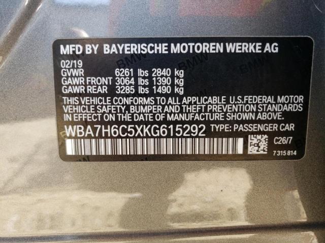 VIN WBA7H6C5XKG615292 2019 BMW 7 Series, M760 XI no.10