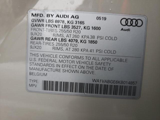 2019 AUDI E-TRON PRE WA1VABGE6KB014857