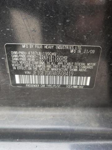 2010 SUBARU IMPREZA WR JF1GE7G69AG508419
