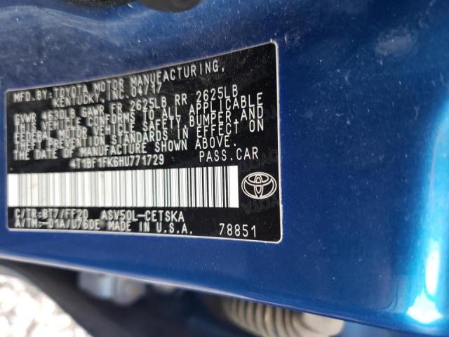 2017 TOYOTA CAMARY 4T1BF1FK6HU771729