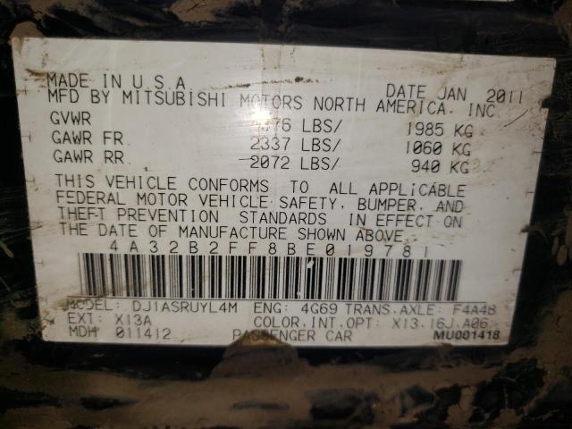 2011 MITSUBISHI GALANT FE 4A32B2FF8BE019781