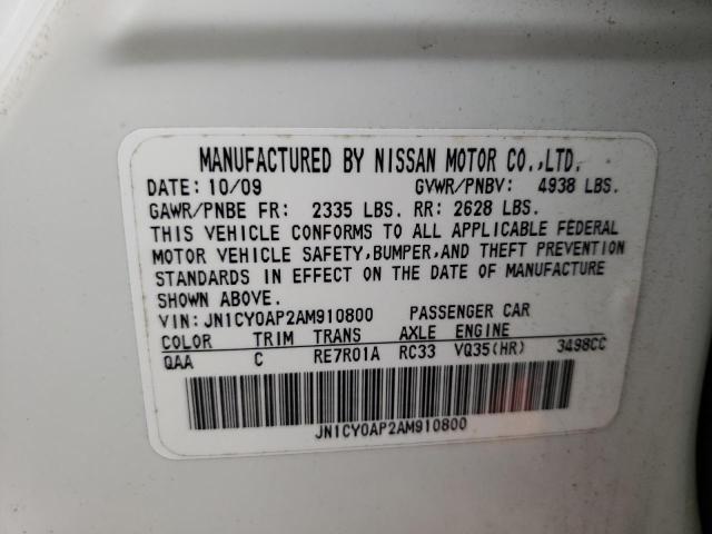 2010 INFINITI M35 BASE JN1CY0AP2AM910800