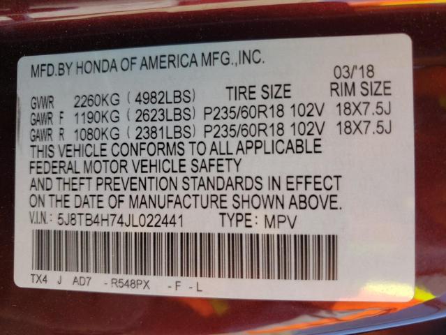 2018 ACURA RDX ADVANC 5J8TB4H74JL022441