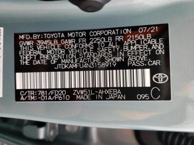 2022 TOYOTA PRIUS NIGH JTDKAMFU4N3158919