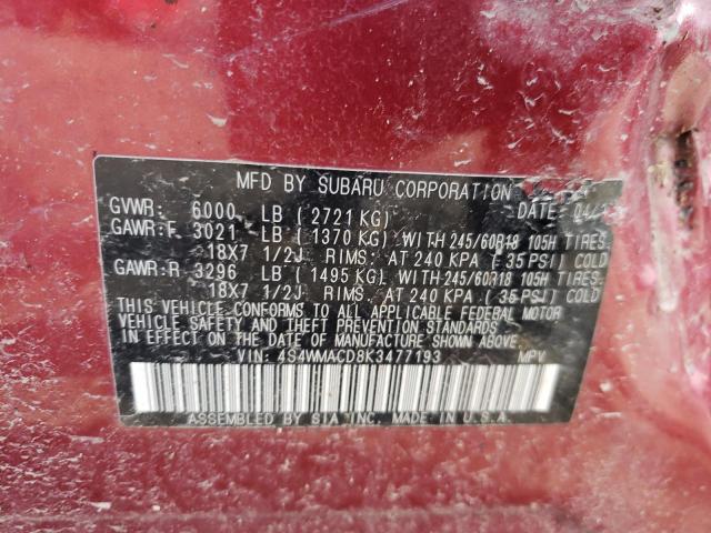 2019 SUBARU ASCENT 4S4WMACD8K3477193