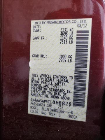 2012 NISSAN MAXIMA 1N4AA5AP4CC868828