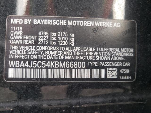 2019 BMW 440I GRAN WBA4J5C54KBM66800