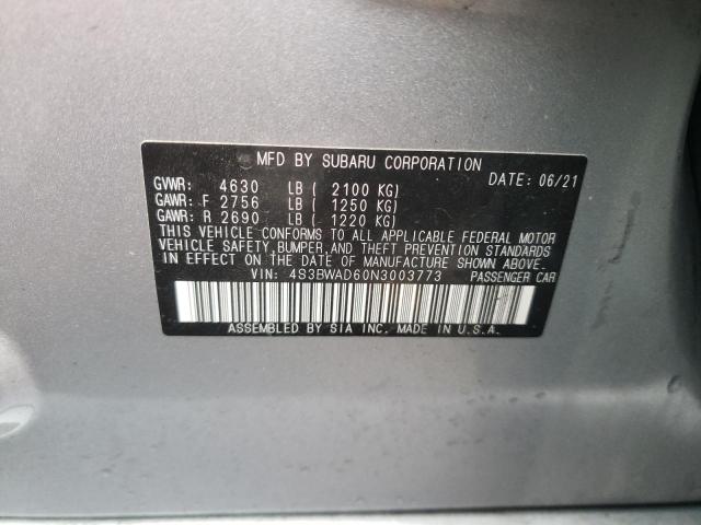 2022 SUBARU LEGACY PRE 4S3BWAD60N3003773
