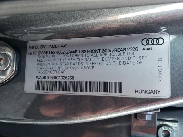 2016 AUDI S3 PREMIUM - WAUB1GFF9G1026768