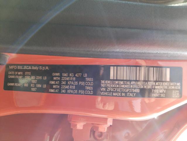 2016 FIAT 500X TREKK ZFBCFXET0GP378489