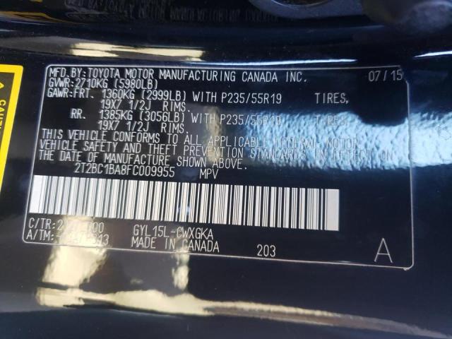 2015 LEXUS RX 450H 2T2BC1BA8FC009955