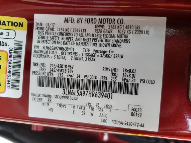 2017 LINCOLN MKZ PREMIE 3LN6L5A97HR639401