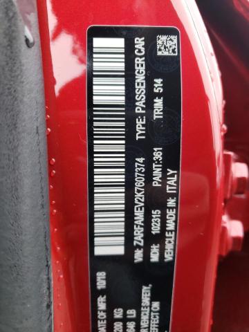 2019 ALFA ROMEO GIULIA QUA ZARFAMEV2K7607374