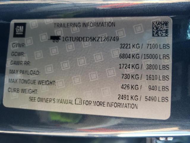 2019 GMC SIERRA1500 1GTU9DED5KZ126749