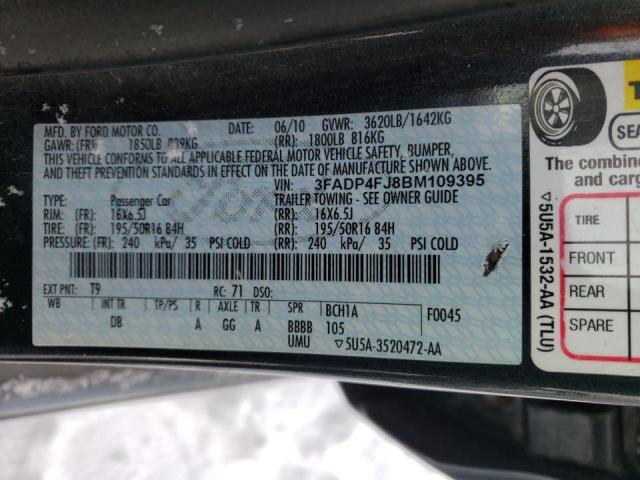 2011 FORD FIESTA SES 3FADP4FJ8BM109395