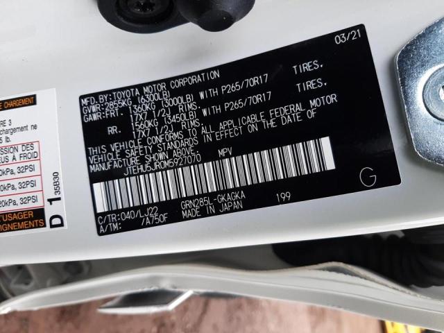 2021 TOYOTA 4RUNNER VE JTEHU5JR0M5927070