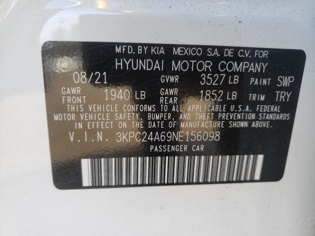 2022 HYUNDAI ACCENT - 3KPC24A69NE156098
