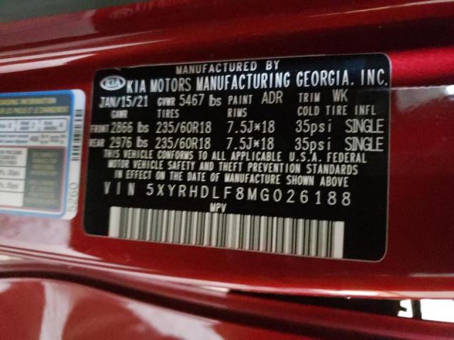 5XYRHDLF8MG026188 Kia Sorento Ex 2021. Фото: 9