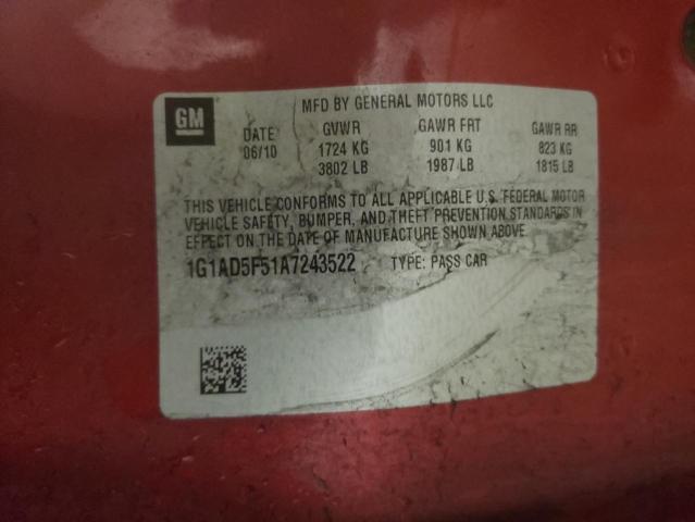 2010 CHEVROLET COBALT 1LT 1G1AD5F51A7243522