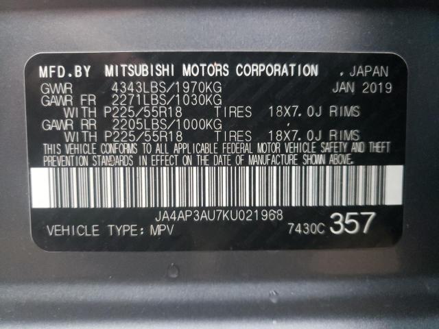 2019 MITSUBISHI OUTLANDER - JA4AP3AU7KU021968