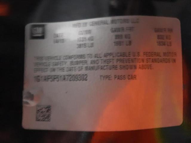 2010 CHEVROLET COBALT 2LT 1G1AF5F51A7209302