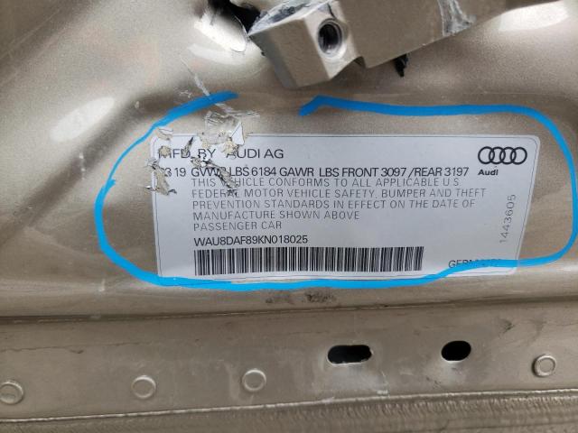 2019 AUDI A8 L WAU8DAF89KN018025