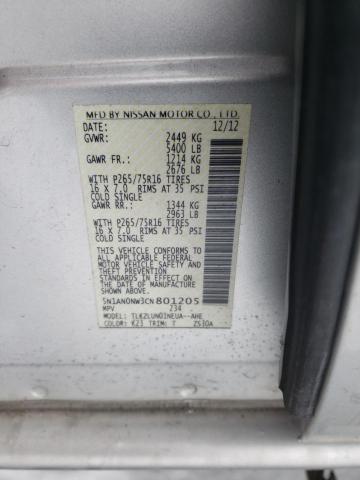 2012 NISSAN XTERRA OFF 5N1AN0NW3CN801205