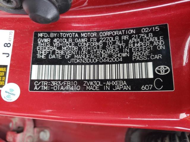 JTDKN3DU0F0442004 Toyota Prius 2015. Фото: 9