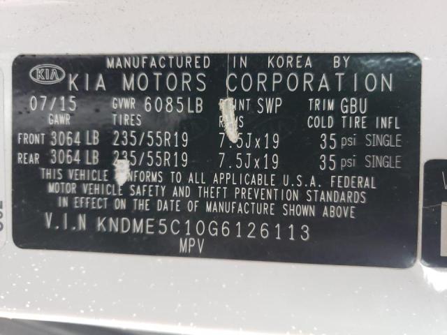 2016 KIA SEDONA SXL KNDME5C10G6126113