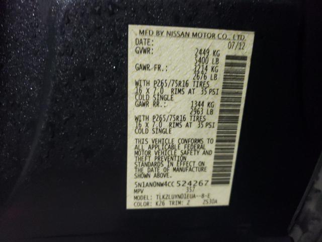 2012 NISSAN XTERRA OFF 5N1AN0NW4CC524267