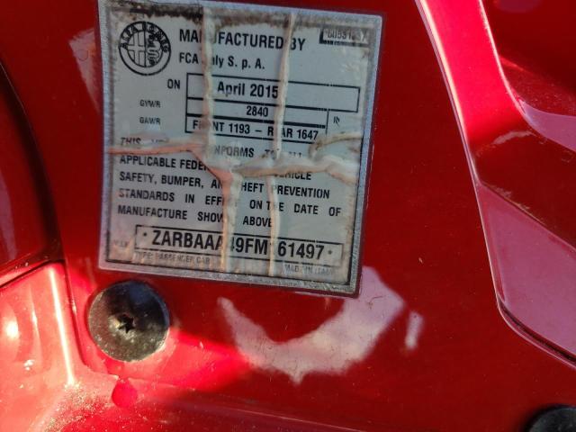 2015 ALFA ROMEO 4C ZARBAAA49FM161497