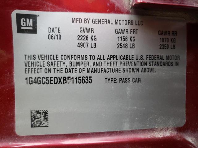 2011 BUICK LACROSSE C 1G4GC5EDXBF115635