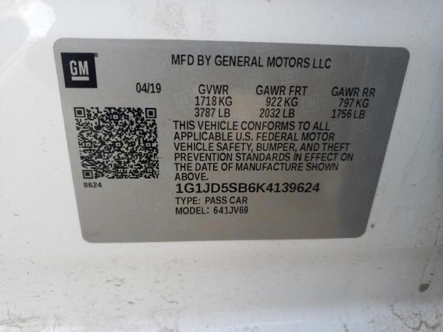 1G1JD5SB6K4139624 Chevrolet Sonic Lt 2019. Фото: 9