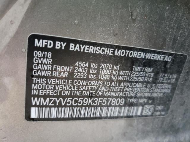 2019 MINI COOPER COU WMZYV5C59K3F57809