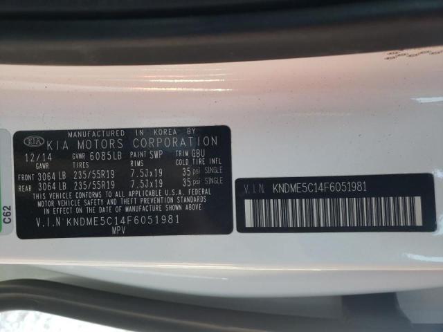 2015 KIA SEDONA SXL KNDME5C14F6051981