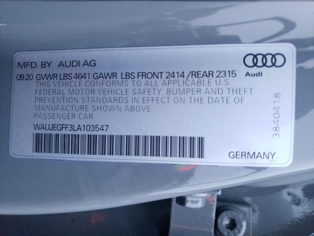 2020 AUDI A3 S-LINE WAUJEGFF3LA103547