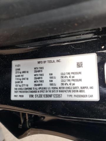 2022 TESLA 3 5YJ3E1EB8NF123357