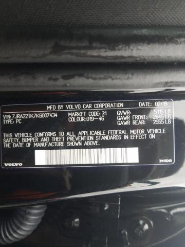 2019 VOLVO S60 T6 MOM 7JRA22TK7KG007434