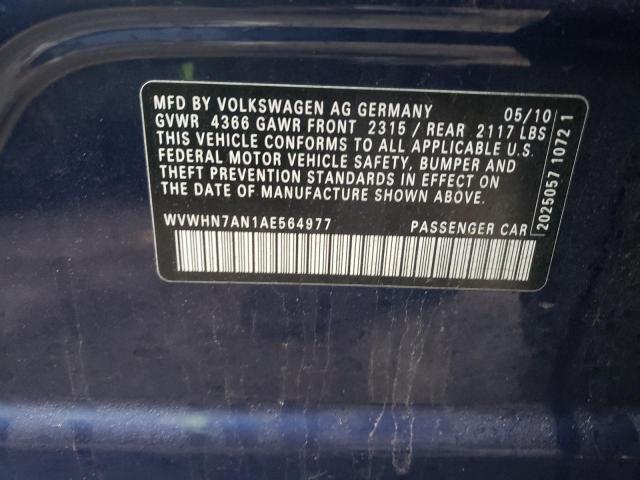 2010 VOLKSWAGEN CC LUXURY WVWHN7AN1AE564977