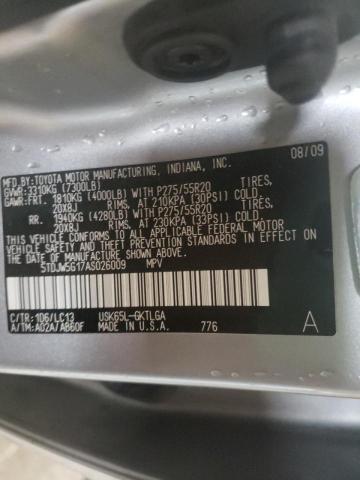 2010 TOYOTA SEQUOIA LI 5TDJW5G17AS026009