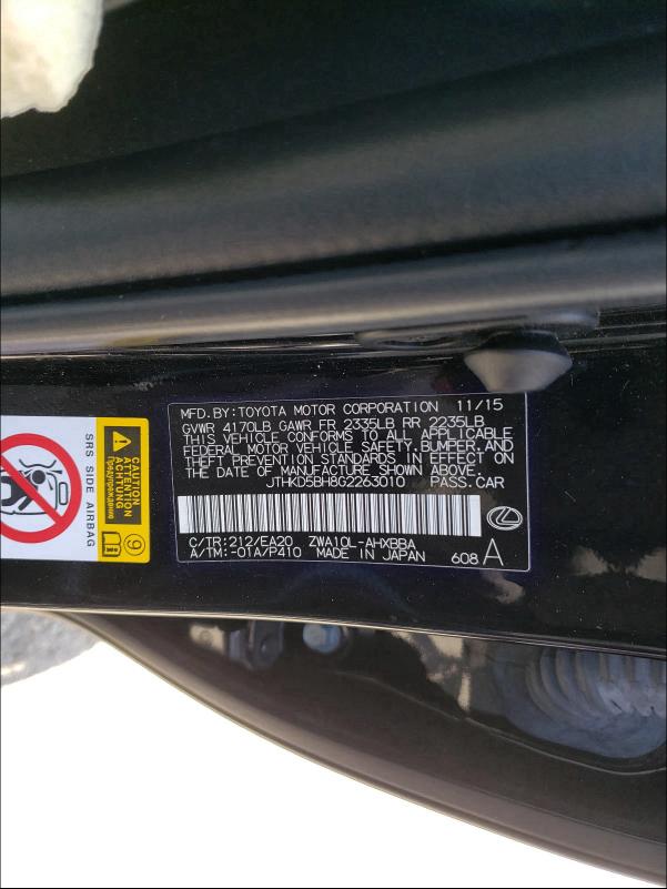 2016 LEXUS CT 200 JTHKD5BH8G2263010