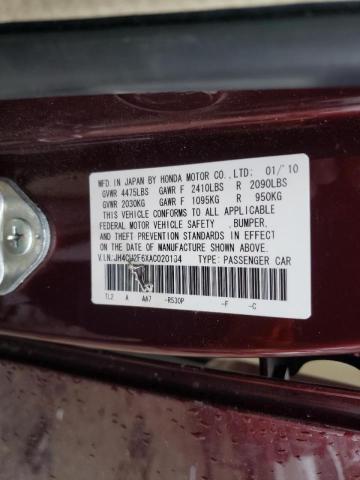 2010 ACURA TSX JH4CU2F6XAC020134