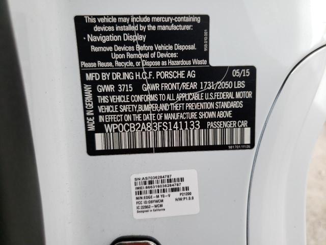 2015 PORSCHE BOXSTER S WP0CB2A83FS141133