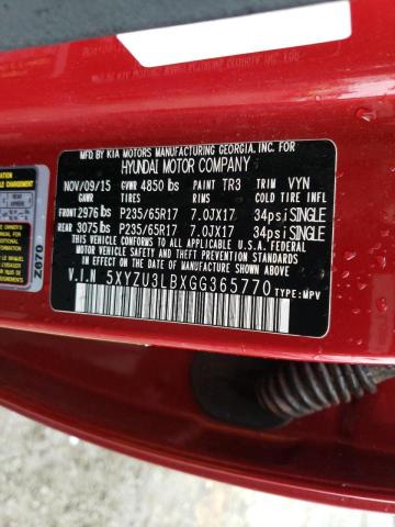 2016 HYUNDAI SANTA FE 5XYZU3LBXGG365770